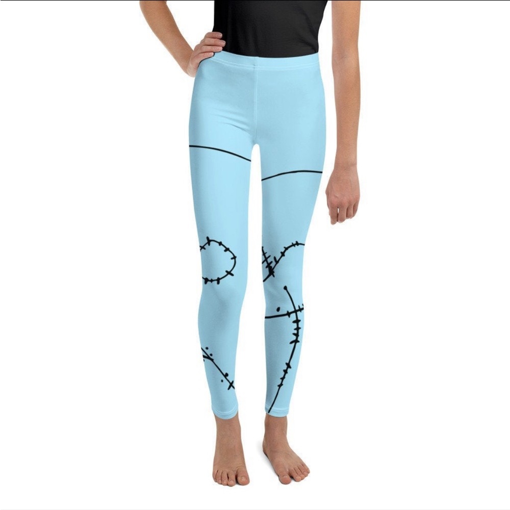 Kids Halloween Light Blue Stitch Leggings